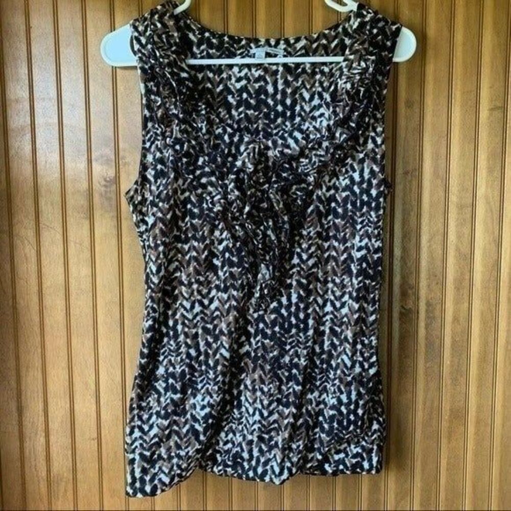 Halogen Animal Print Ruffle Tank Top- Women Size Large
